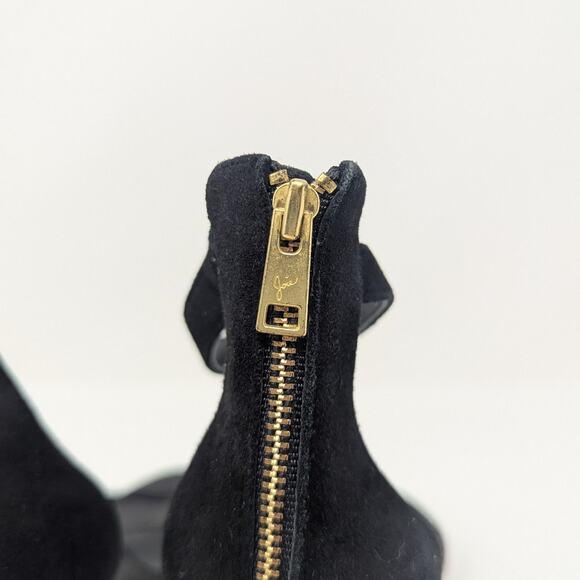 Joie Abbott Ankle Strap Suede Open Toe Heels with Zipper Black Size 38.5 - Picture 6 of 13